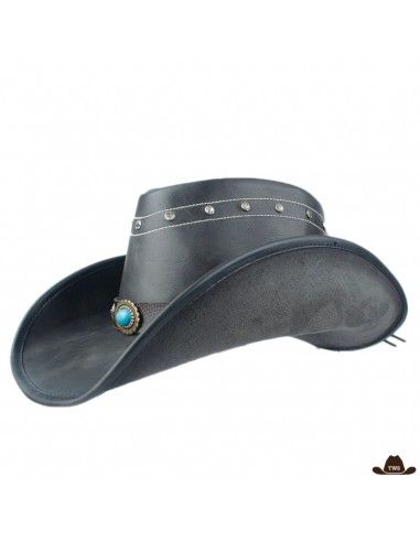 Chapeau de Cowboy Cuir Noir soldes