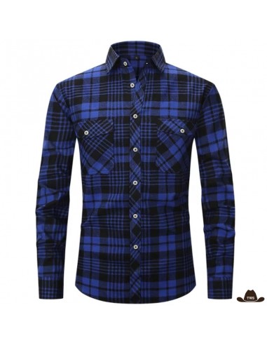 Chemise Style Western Carreaux Bleus Economisez 