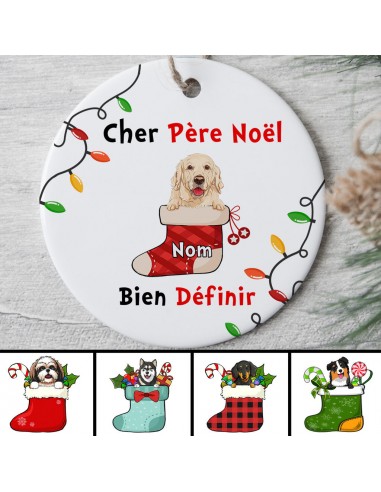 Cher Père Noël, bien définir - Cadeau Personnalisé | Ornement pour Amoureux des chiens Faites des économies