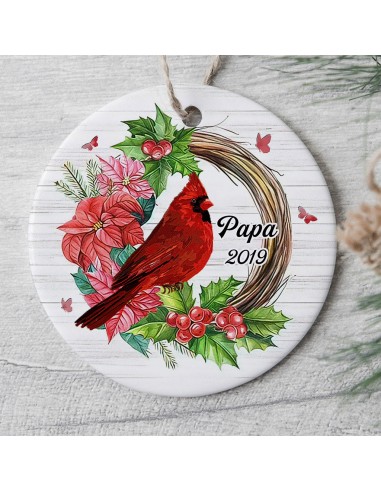 Ornement de Noël commémoratif personnalisé - Papa, Maman - Couronne de cardinaux oiseaux - 0062O030B suggérées chez