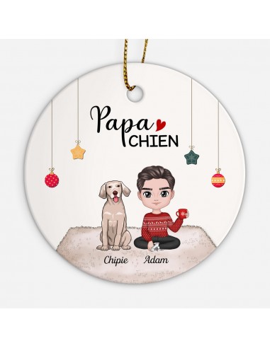 Papa Chien - Cadeau Personnalisé | Ornement pour Amoureux des Chiens Noël de votre