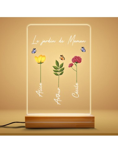 Le Jardin de Mamie Maman - Cadeau Personnalisé | Veilleuse LED 3D pour Mamie Maman en stock