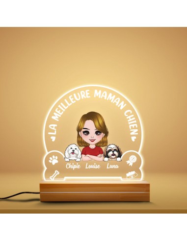 Maman Chien - Cadeau Personnalisé | Veilleuse LED 3D pour Amoureux des chiens Paris Déstockage Promo