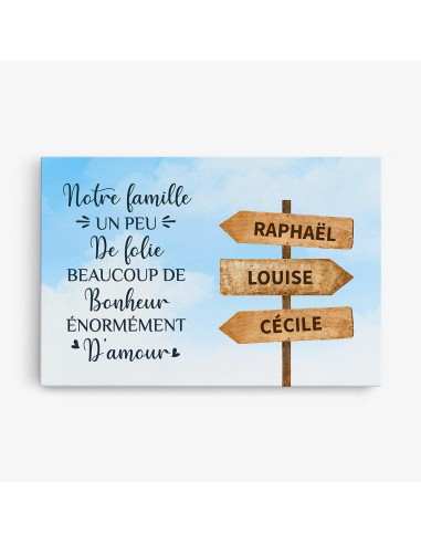 Famille Folie Bonheur Amour - Cadeau Personnalisé | Toile pour Famille À commander