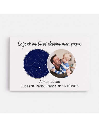 Le Jour Où Tu Es Devenu Mon Papa - Cadeau Personnalisé | Toile pour Papa Papi en linge