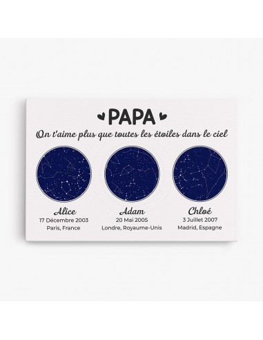 On T'Aime Plus Que Toutes Les Étoiles Dans Le Ciel - Cadeau Personnalisé | Toile pour Papa Papi de pas cher