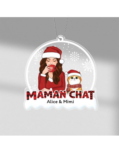 Maman Chat Motif Noël Rouge - Cadeau Personnalisé | Ornement pour Noël 50-70% off 