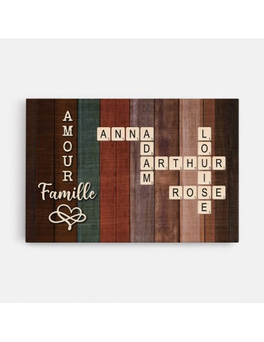 Amour Et Famille Version Mots Croisés - Cadeau Personnalisé | Toile Pour Famille soldes