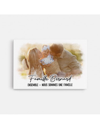 Ensemble Nous Formons Une Famille Version Couleurs d'Aquarelle avec Photo - Cadeau Personnalisé | Toile Pour Famille de pas cher