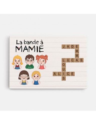 La Bande À Mamie Avec Mots Croisés Et Ses Petits-Enfants - Cadeau Personnalisé | Toile Pour Famille la livraison gratuite