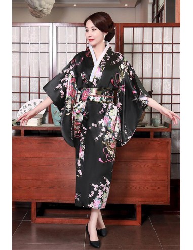 Kimono Noir Fleuri Femme prix pour 