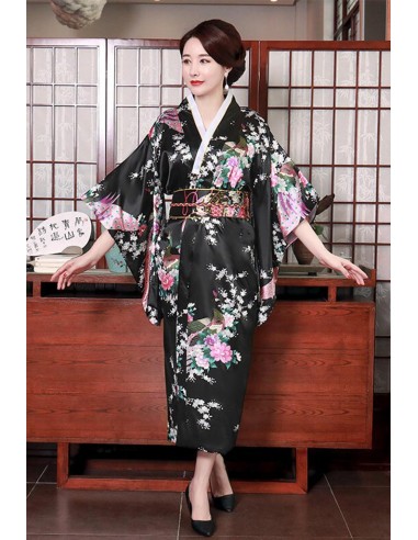 Kimono Fleuri Noir Femme Profitez des Offres !