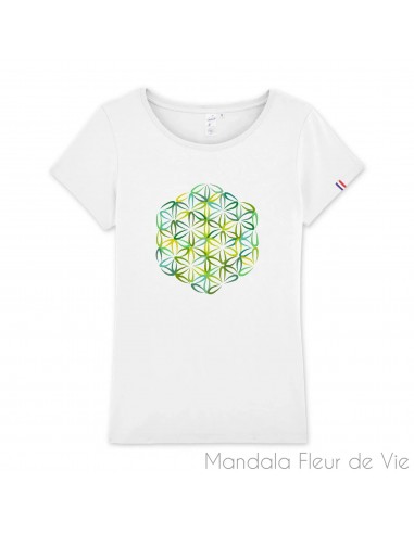 T Shirt Fleur de Vie Verte, made in France de l' environnement