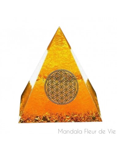 Orgonite Pyramide Fleur de Vie Citrine pas cher chine