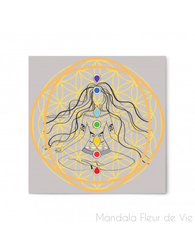 Tableau Fleur de Vie Chakras - 30x30cm de la marque