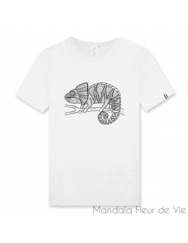 T Shirt Homme Mandala Caméléon 100% Français rembourrage situé sous