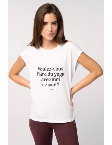 T-shirt en coton blanc "VOULEZ-VOUS ?" les muscles