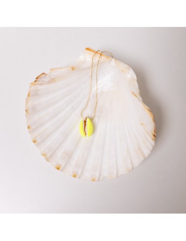 Collier coquillage Jaune fluo votre